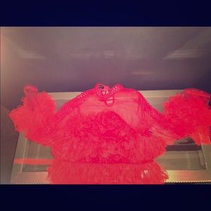 Red Pom Pom Blouse